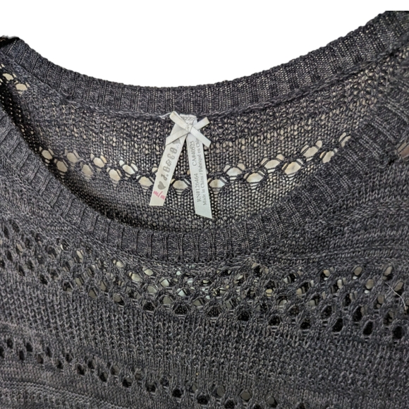 Sweater Loose Knit J.O. & Co. See Through Charcoal Grey Ladies Medium - Picture 2 of 3